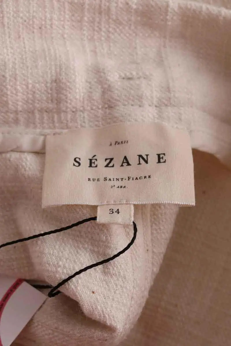Pantalon droit Sézane Ecru en Coton