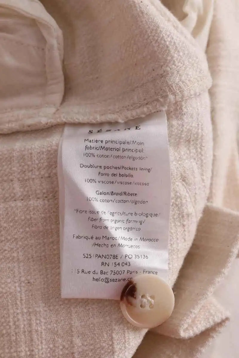 Pantalon droit Sézane Ecru en Coton
