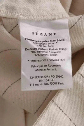 Pantalon droit Sézane Ecru en Coton