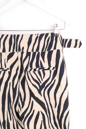 Pantalon droit Sézane Francky zebre Ecru en Lin