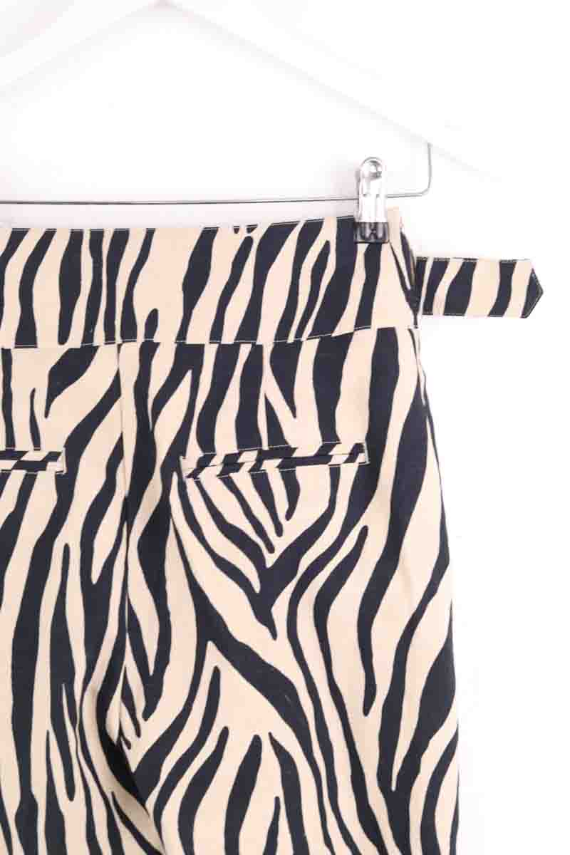 Pantalon droit Sézane Francky zebre Ecru en Lin