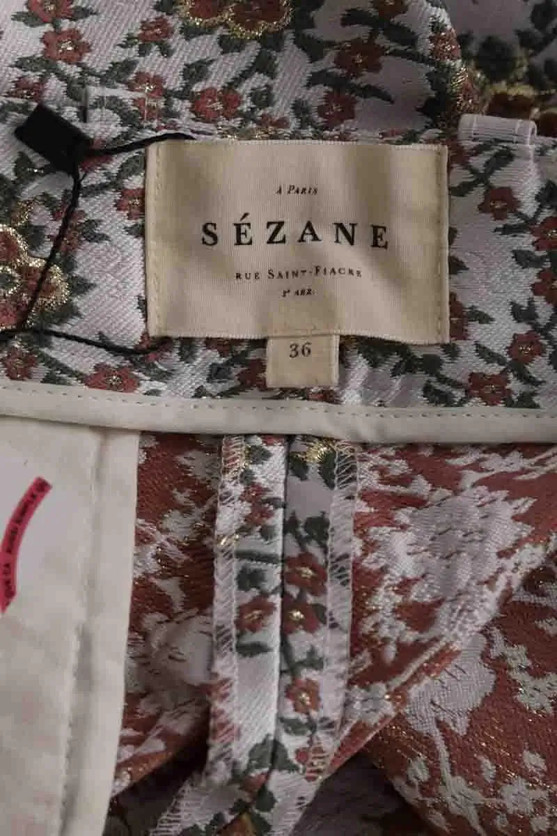 Pantalon droit Sézane Gris en Synthétique