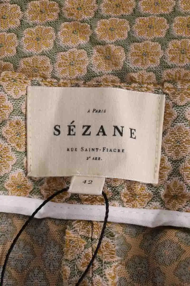 Pantalon droit Sézane Jaune en Synthétique