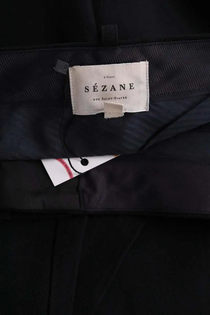 Pantalon droit Sézane Marine en Synthétique