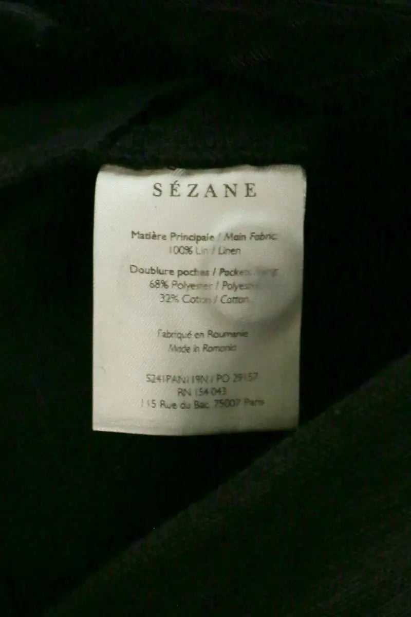 Pantalon droit Sézane Noir en Lin