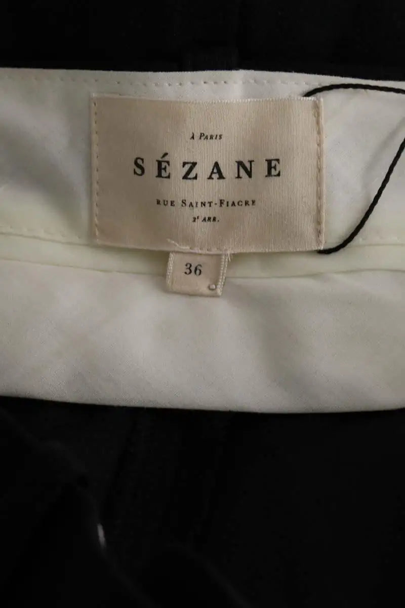 Pantalon droit Sézane Noir en Synthétique