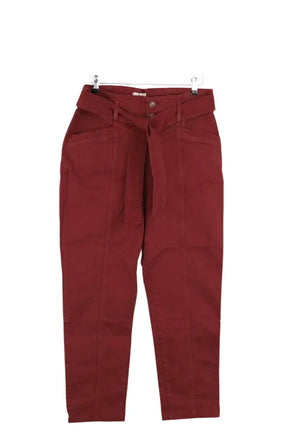 Pantalon droit Sézane Rouge en Coton, taille XL - Seconde Main