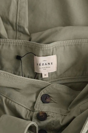 Pantalon droit Sézane Turquoise en Coton
