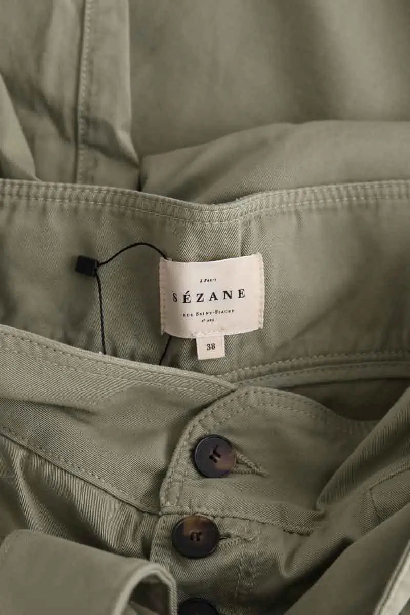 Pantalon droit Sézane Turquoise en Coton