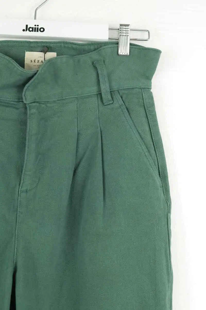 Pantalon droit Sézane Vert en Coton