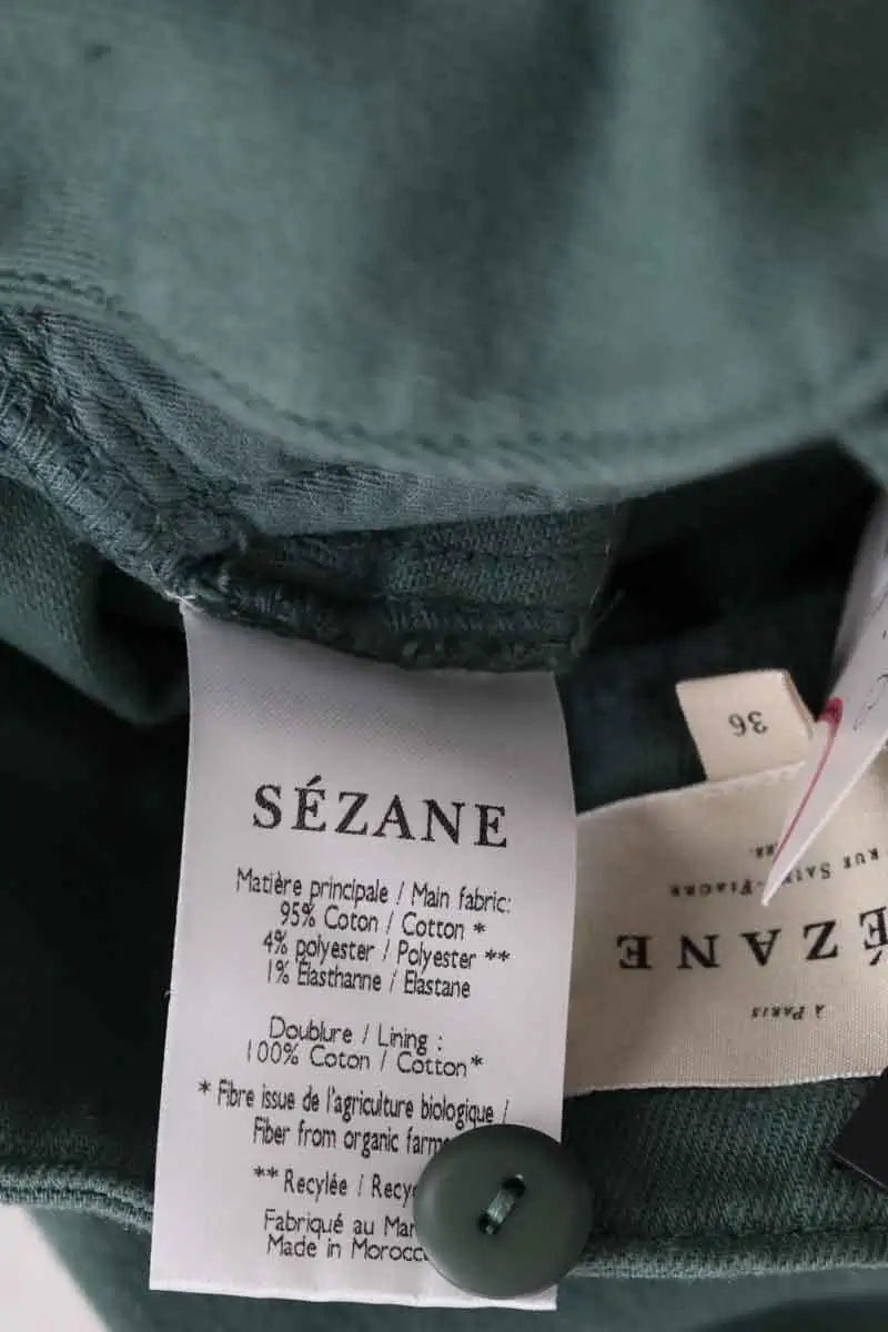 Pantalon droit Sézane Vert en Coton