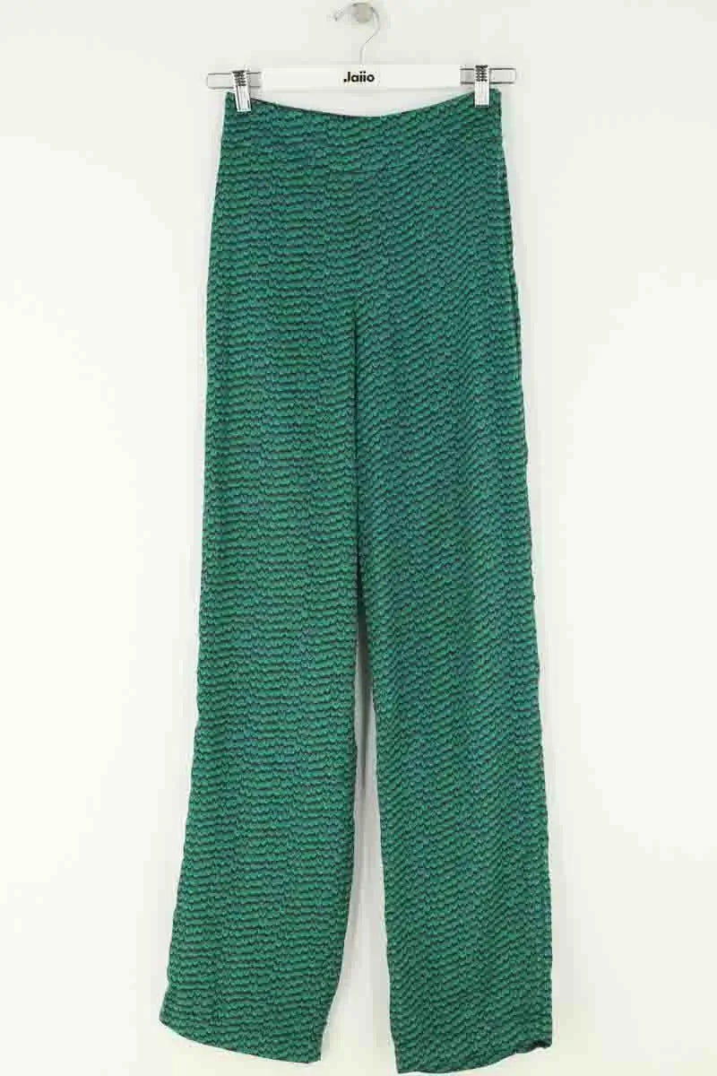 Pantalon droit Sézane Vert en Soie