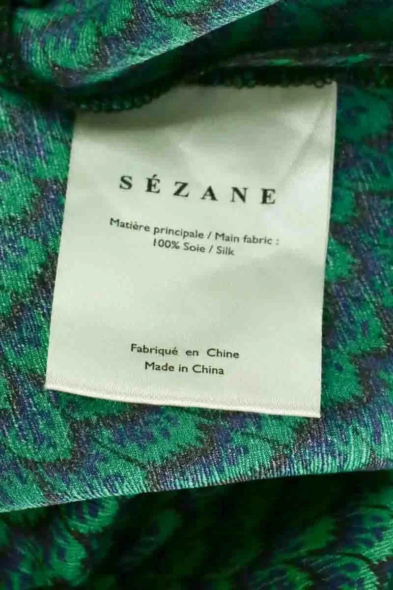 Pantalon droit Sézane Vert en Soie