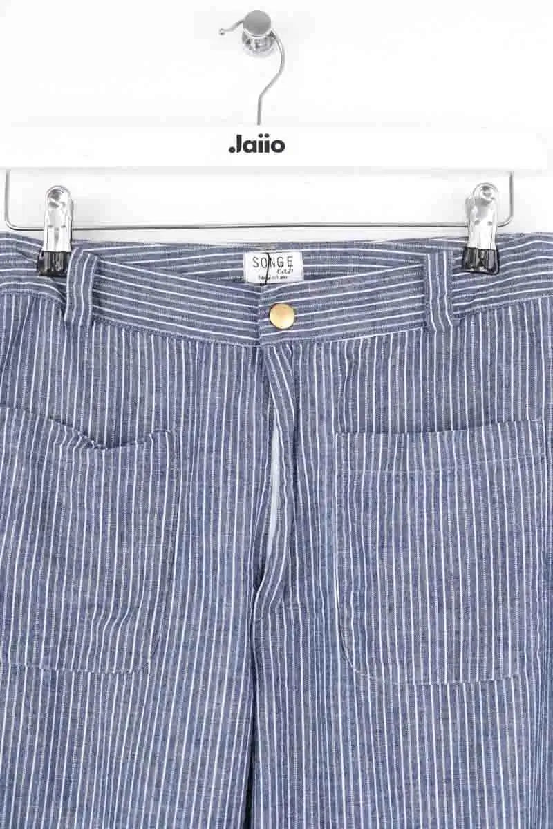 Pantalon droit Songe Lab Bleu en Coton