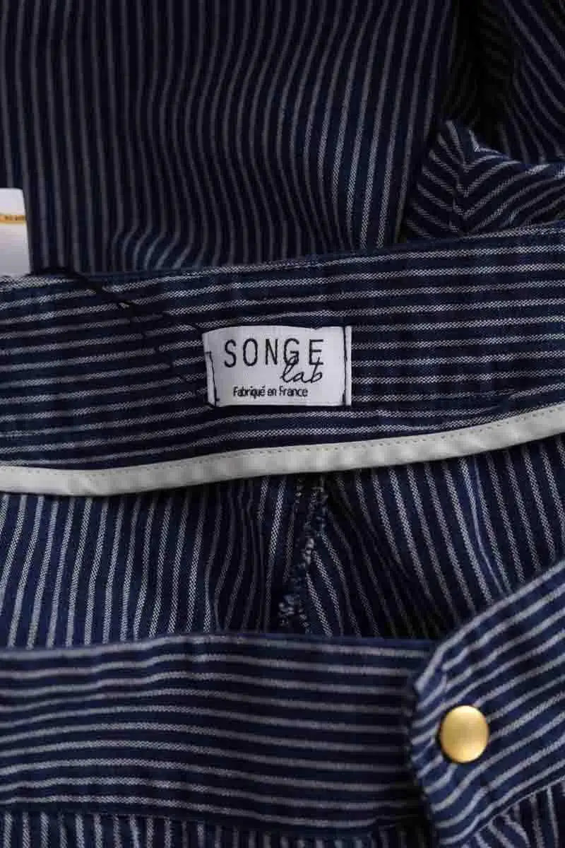 Pantalon droit Songe Lab Bleu en Coton
