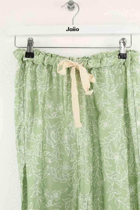 Pantalon droit Sunday Vert en Soie