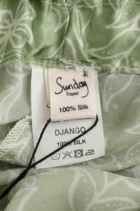 Pantalon droit Sunday Vert en Soie
