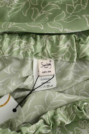 Pantalon droit Sunday Vert en Soie
