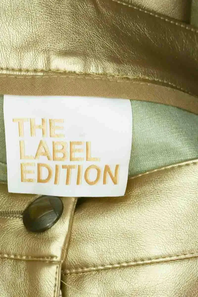 Pantalon droit The Label Edition Doré en Synthétique