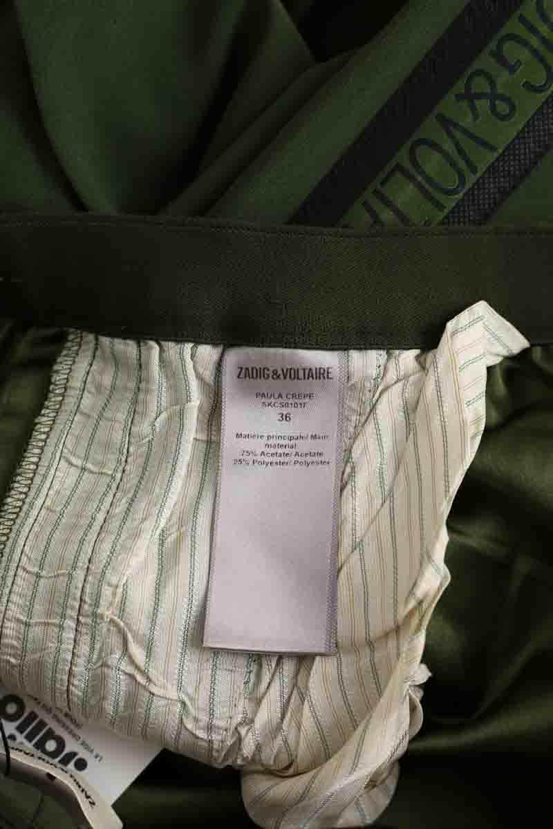 Pantalon droit Zadig & Voltaire Paula crepe Kaki en Synthétique