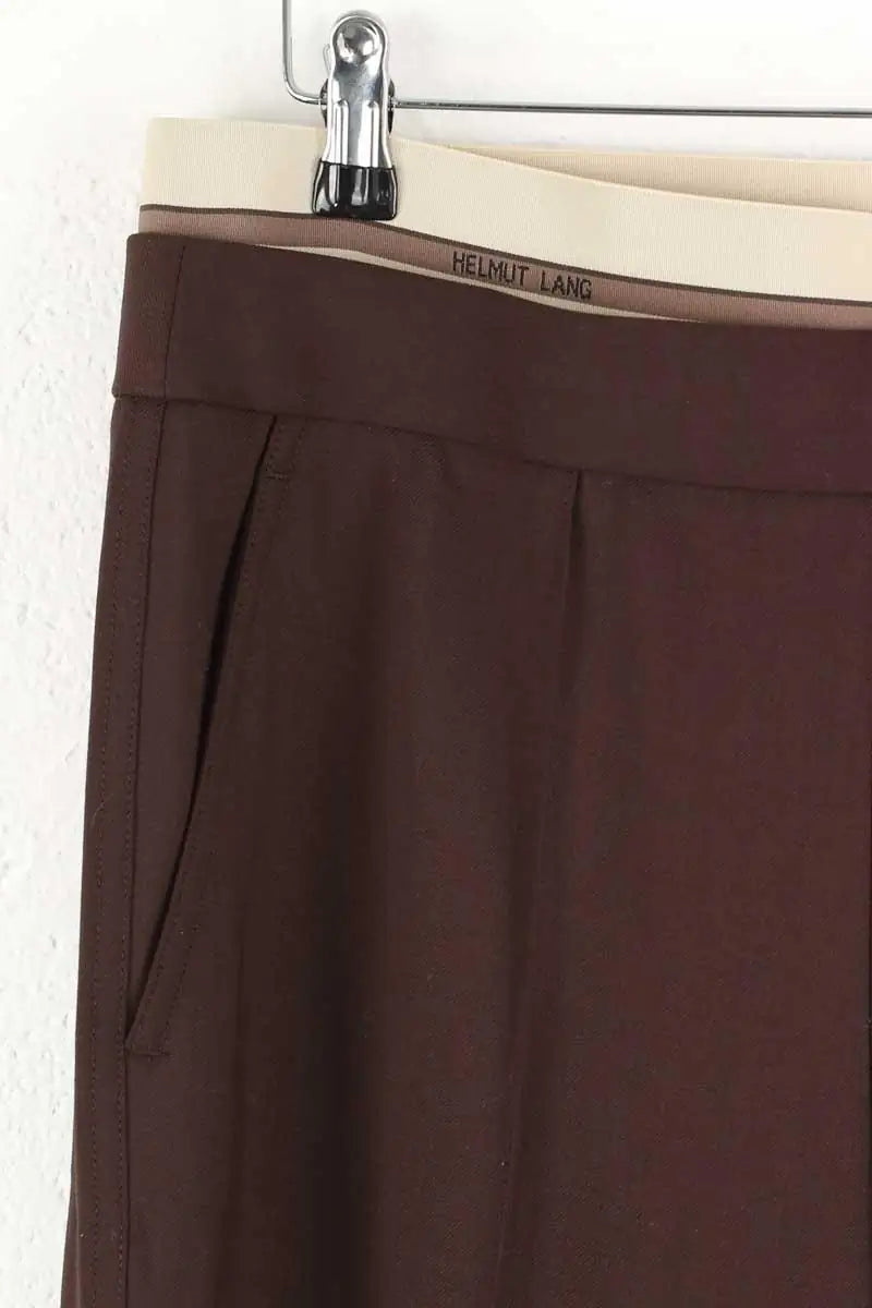 Pantalon Helmut Lang Stretch wool Marron en Laine
