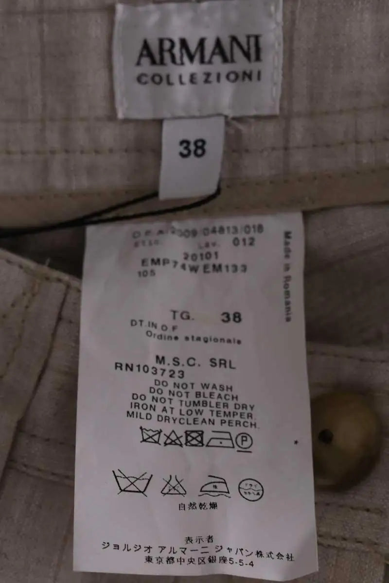 Pantalon large Armani Jeans Beige en Lin