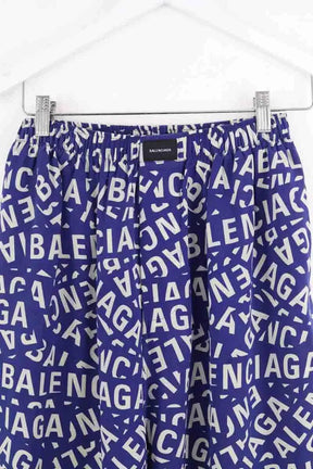 Pantalon large Balenciaga Bleu en Soie