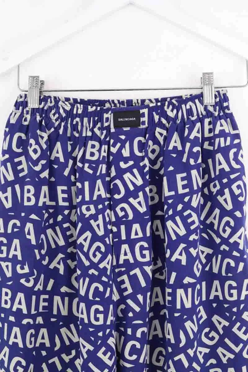 Pantalon large Balenciaga Bleu en Soie