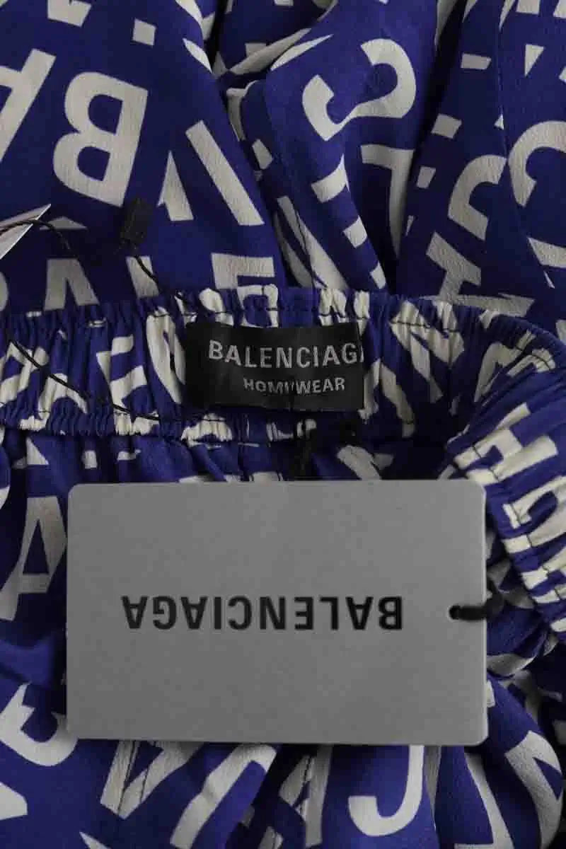 Pantalon large Balenciaga Bleu en Soie
