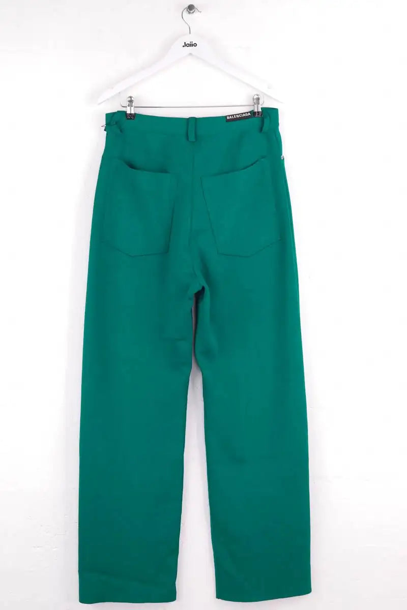 Pantalon large Balenciaga Vert en Coton