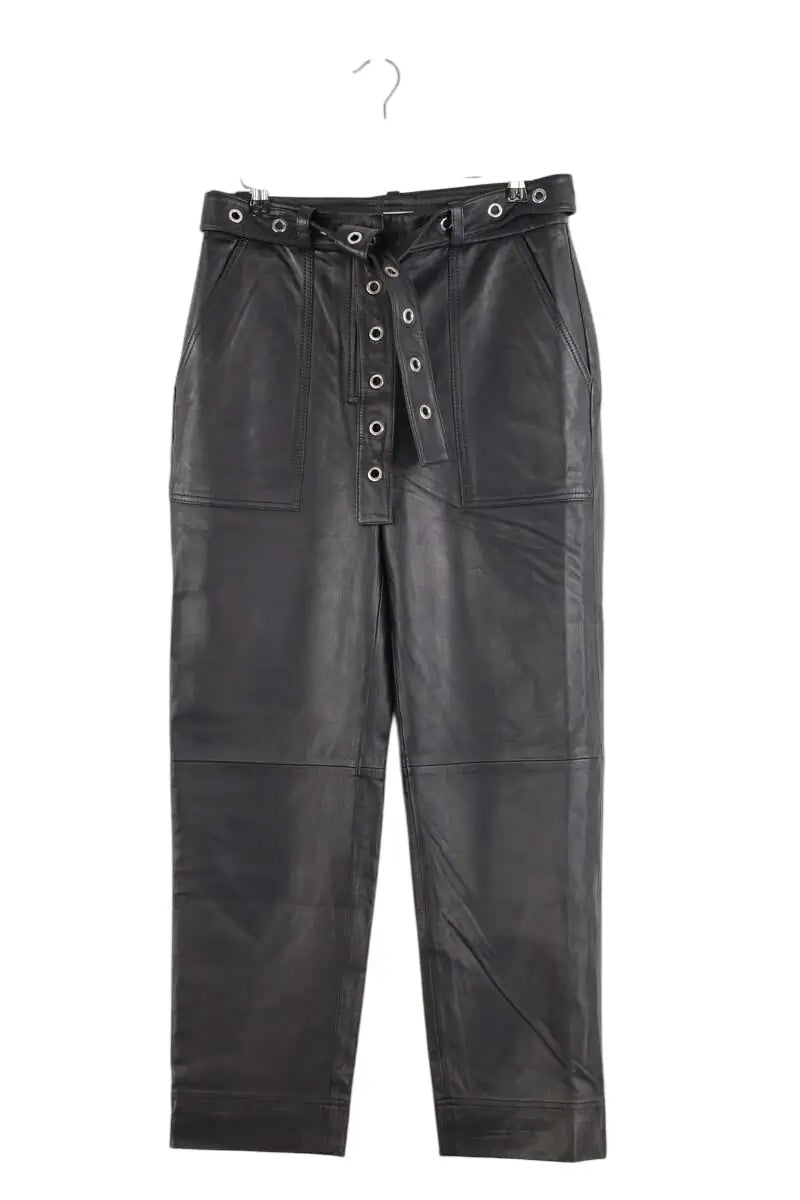 Pantalon large Claudie Pierlot Noir en Cuir, taille M - Seconde Main