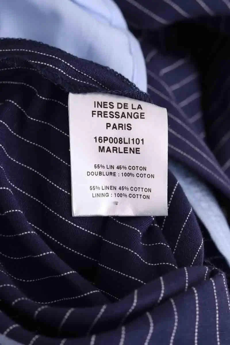 Pantalon large Ines de la Fressange Marlene Bleu en Lin