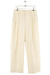 Pantalon large Marni Pin stripe wool fresco Ecru en Laine, taille XS - Seconde Main