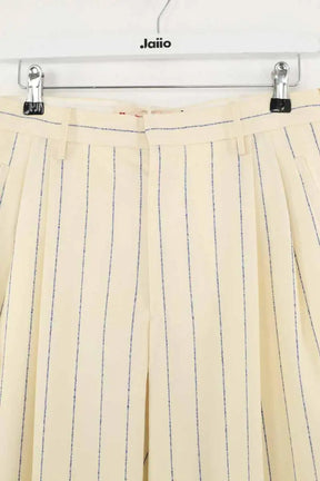 Pantalon large Marni Pin stripe wool fresco Ecru en Laine