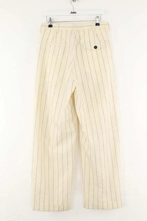Pantalon large Marni Pin stripe wool fresco Ecru en Laine