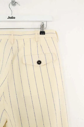 Pantalon large Marni Pin stripe wool fresco Ecru en Laine