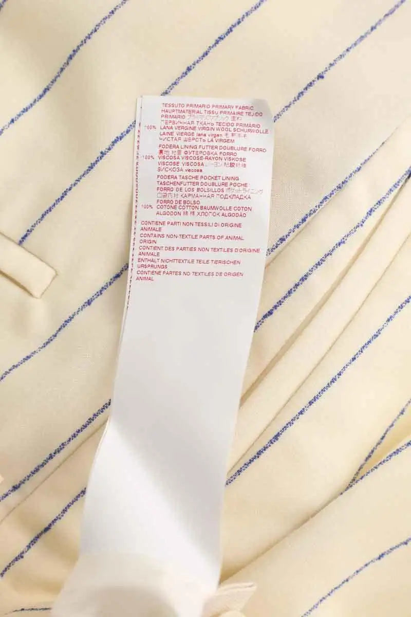 Pantalon large Marni Pin stripe wool fresco Ecru en Laine