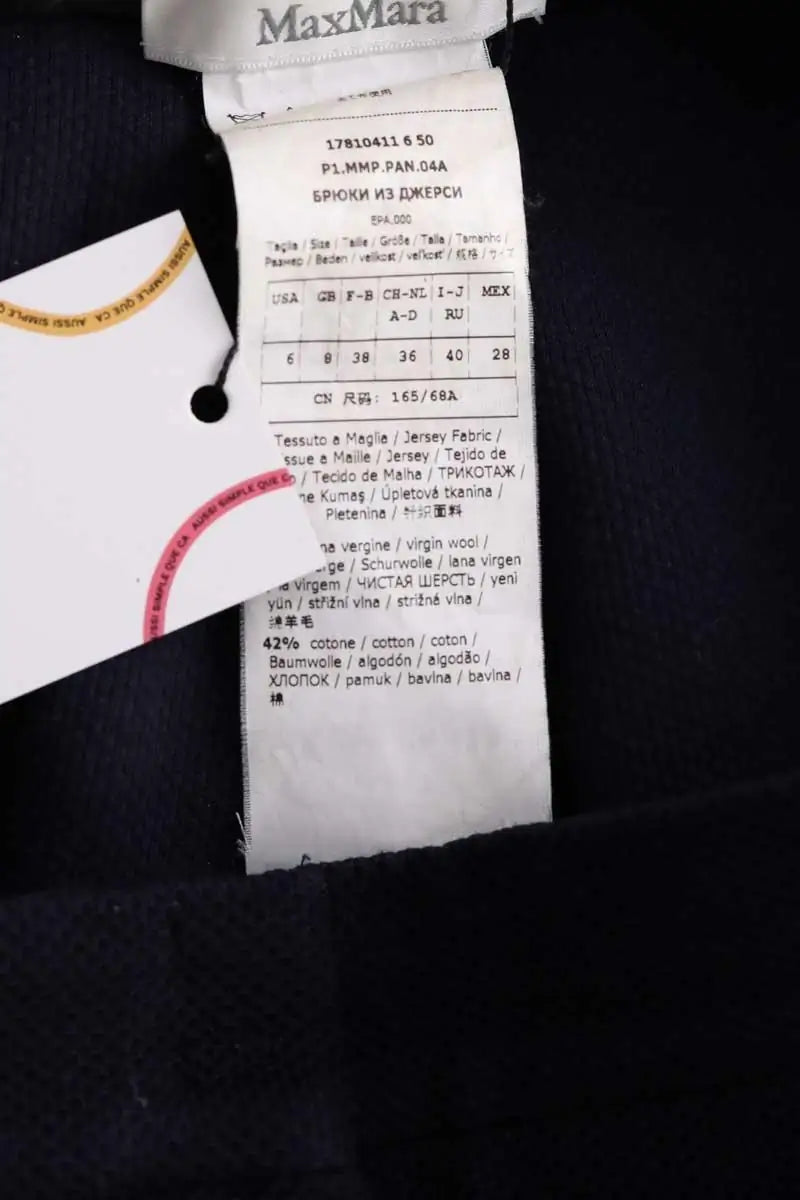 Pantalon large Max Mara Marine en Laine