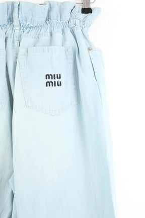 Pantalon large Miu Miu Bleu en Coton