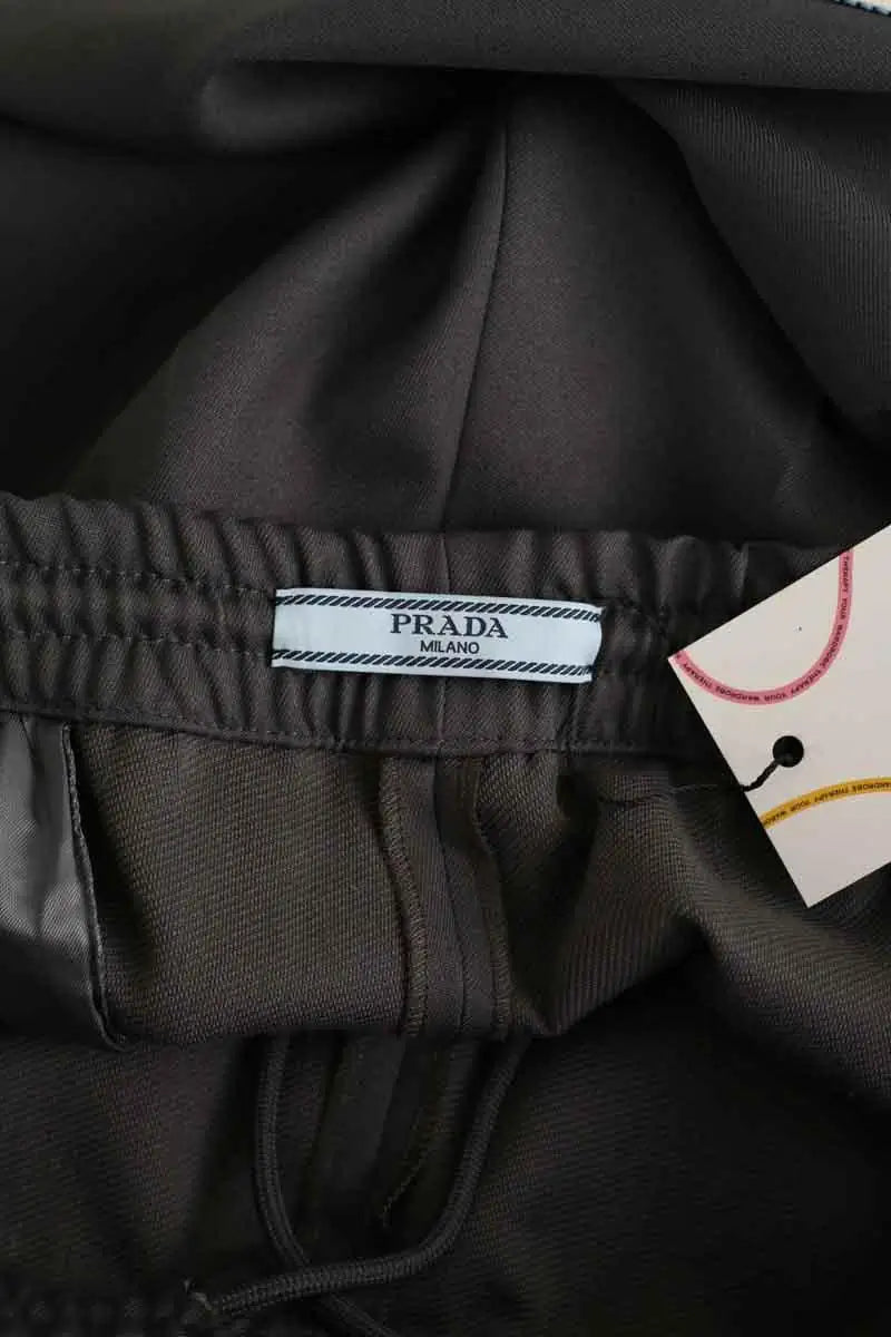 Pantalon large Prada Anthracite en Synthétique