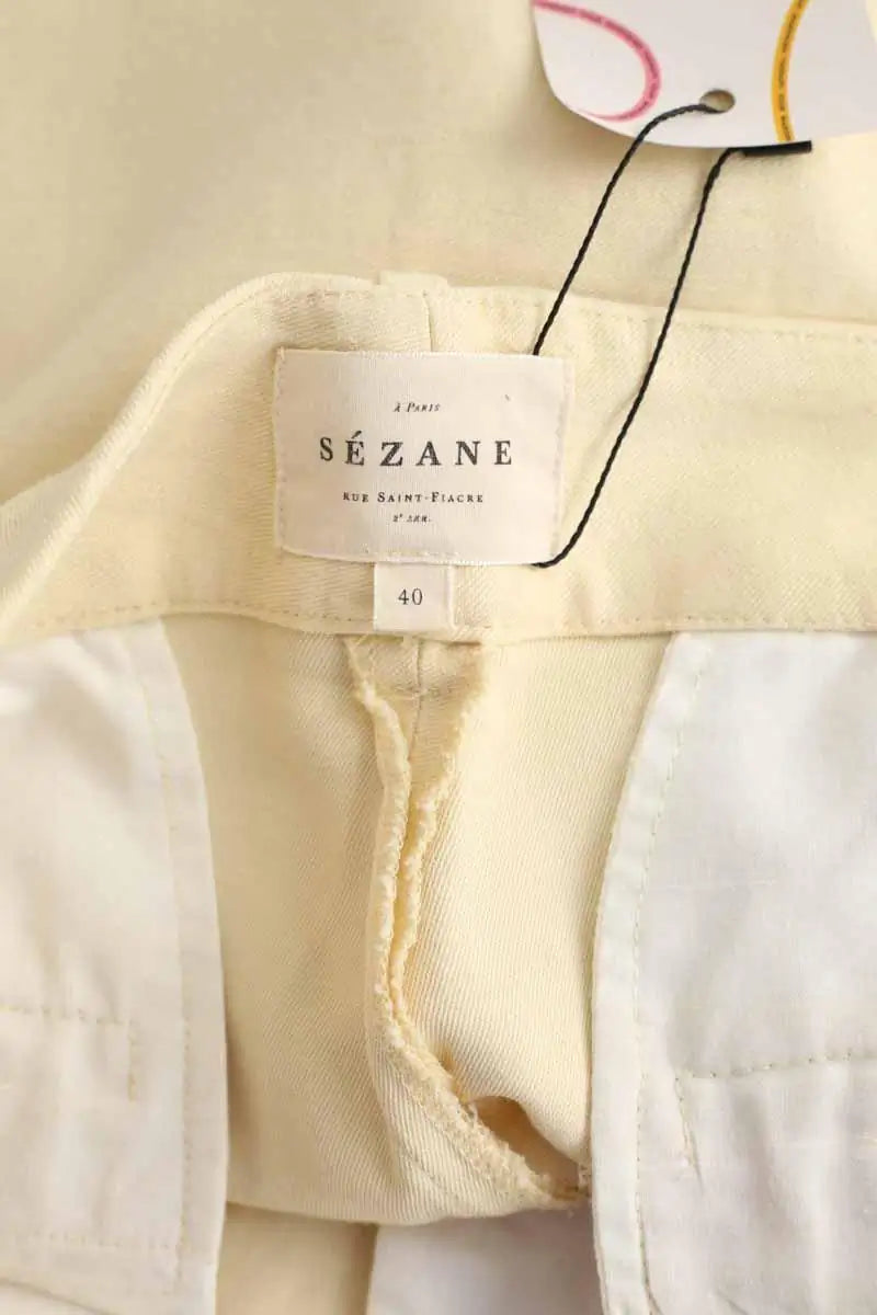 Pantalon large Sézane Beige en Viscose