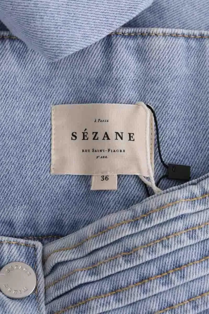 Pantalon large Sézane Bleu en Coton