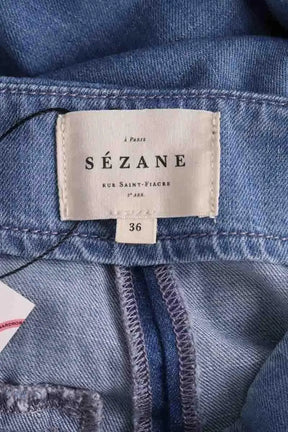 Pantalon large Sézane Bleu en Coton