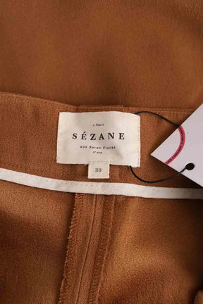 Pantalon large Sézane Camel en Synthétique