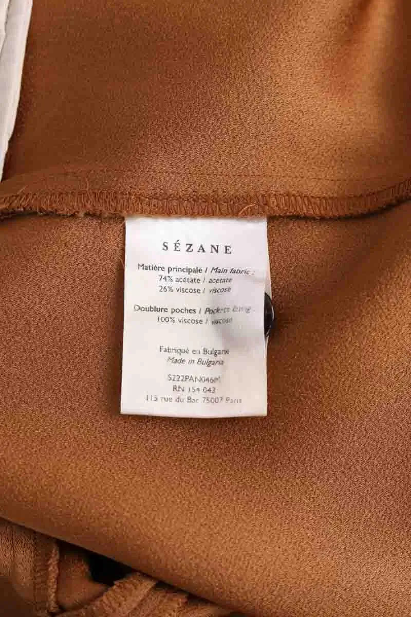 Pantalon large Sézane Camel en Synthétique