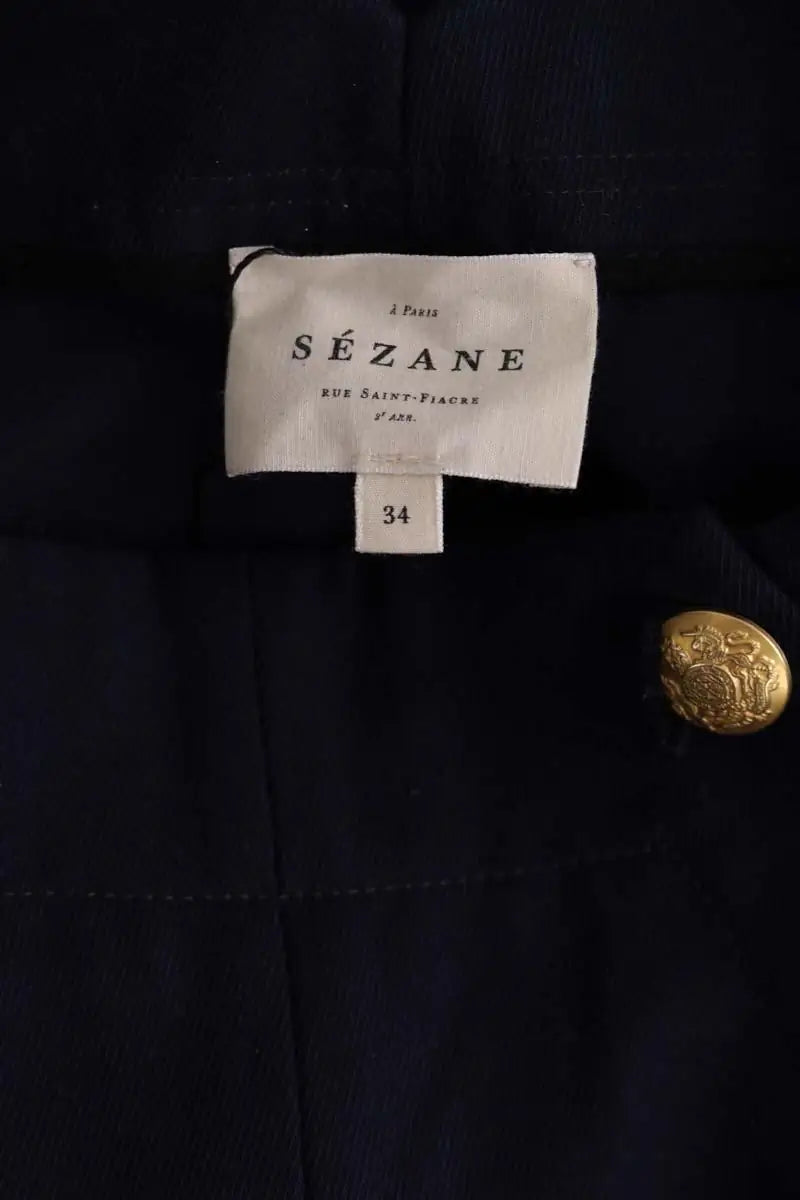 Pantalon large Sézane Marine en Synthétique