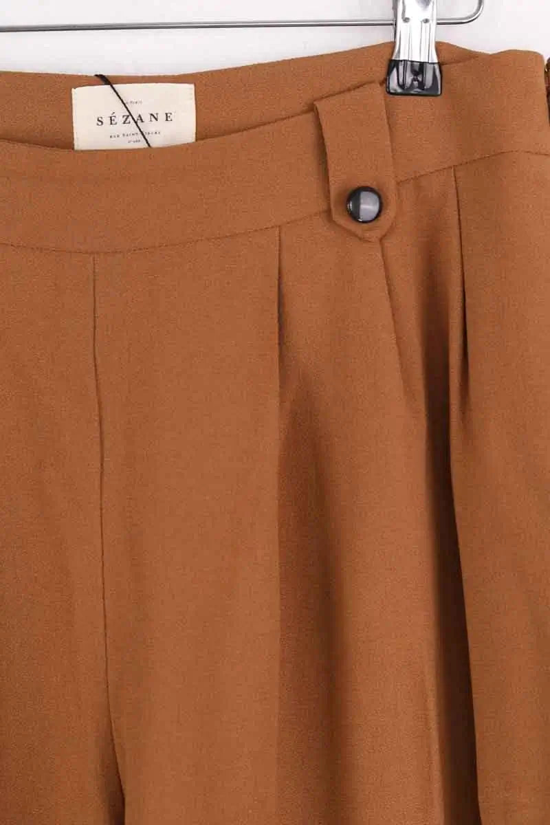 Pantalon large Sézane Marron en Synthétique