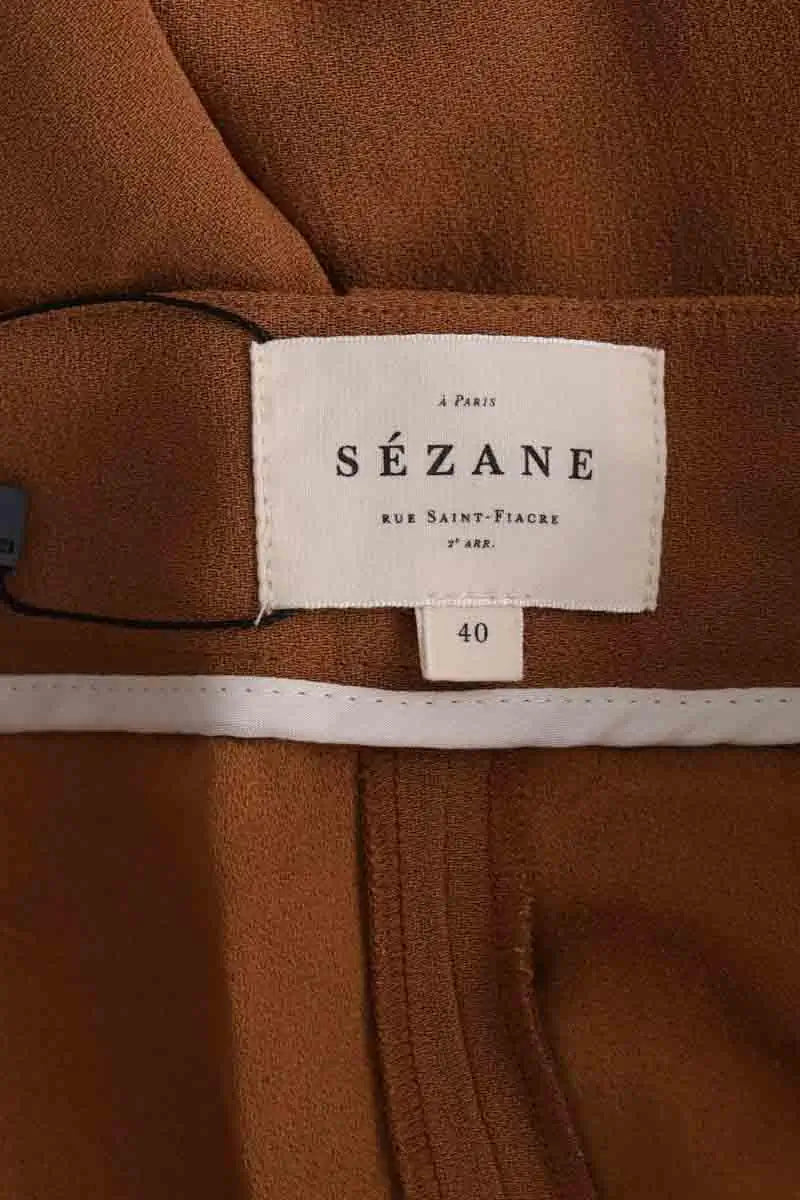 Pantalon large Sézane Marron en Synthétique