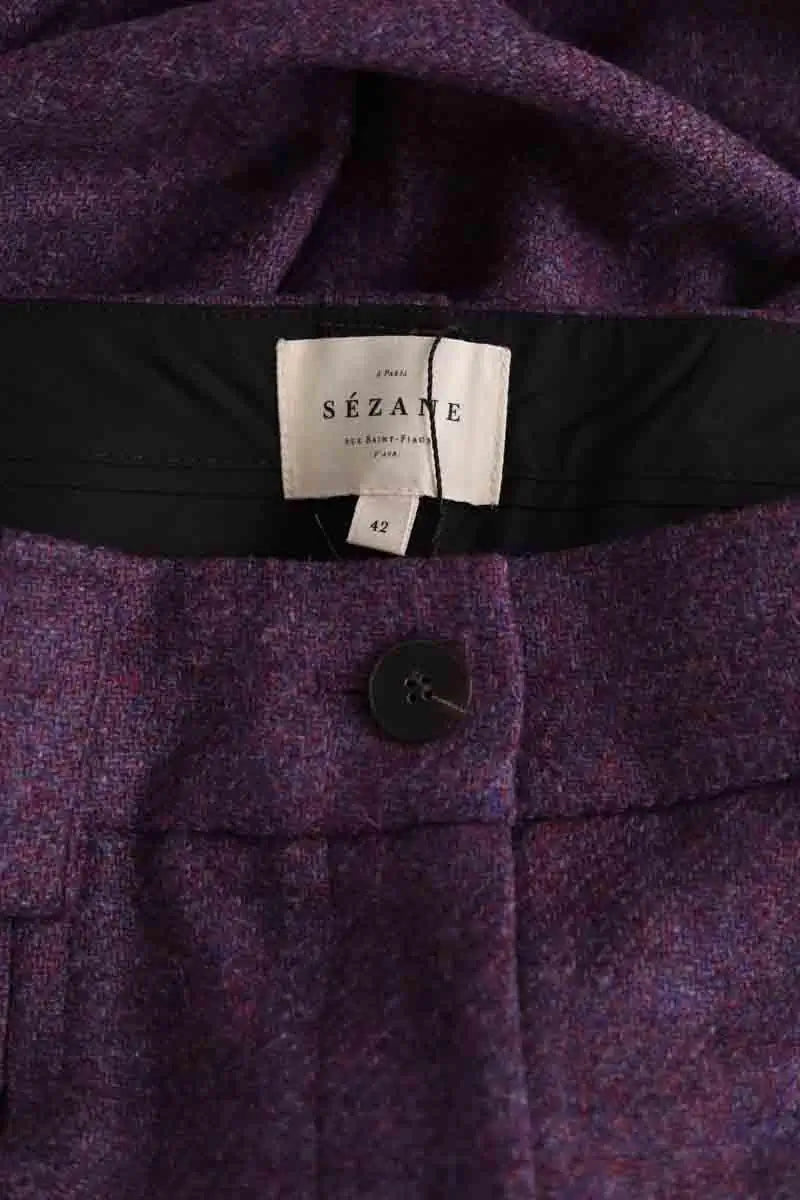 Pantalon large Sézane Violet en Laine