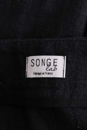 Pantalon large Songe Lab Noir en Lin